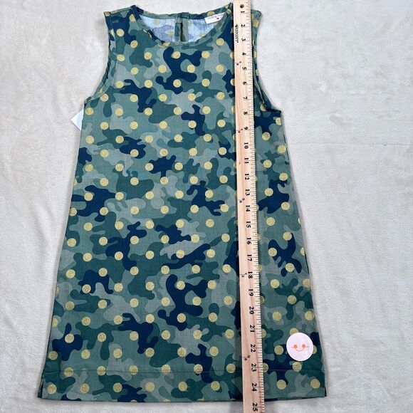 Smiling Button Polka Dot Dress Girls Size 7 Green Camo Gold Tunic New - Picture 9 of 9